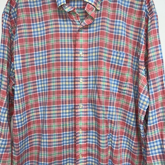 Vineyard Vines Murray Shirt Mens XL Pink Green Blue Plaid Long Sleeve Button - Picture 2 of 5